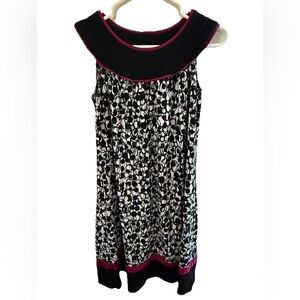 Black and White Sleeveless Dress with Pink Accents